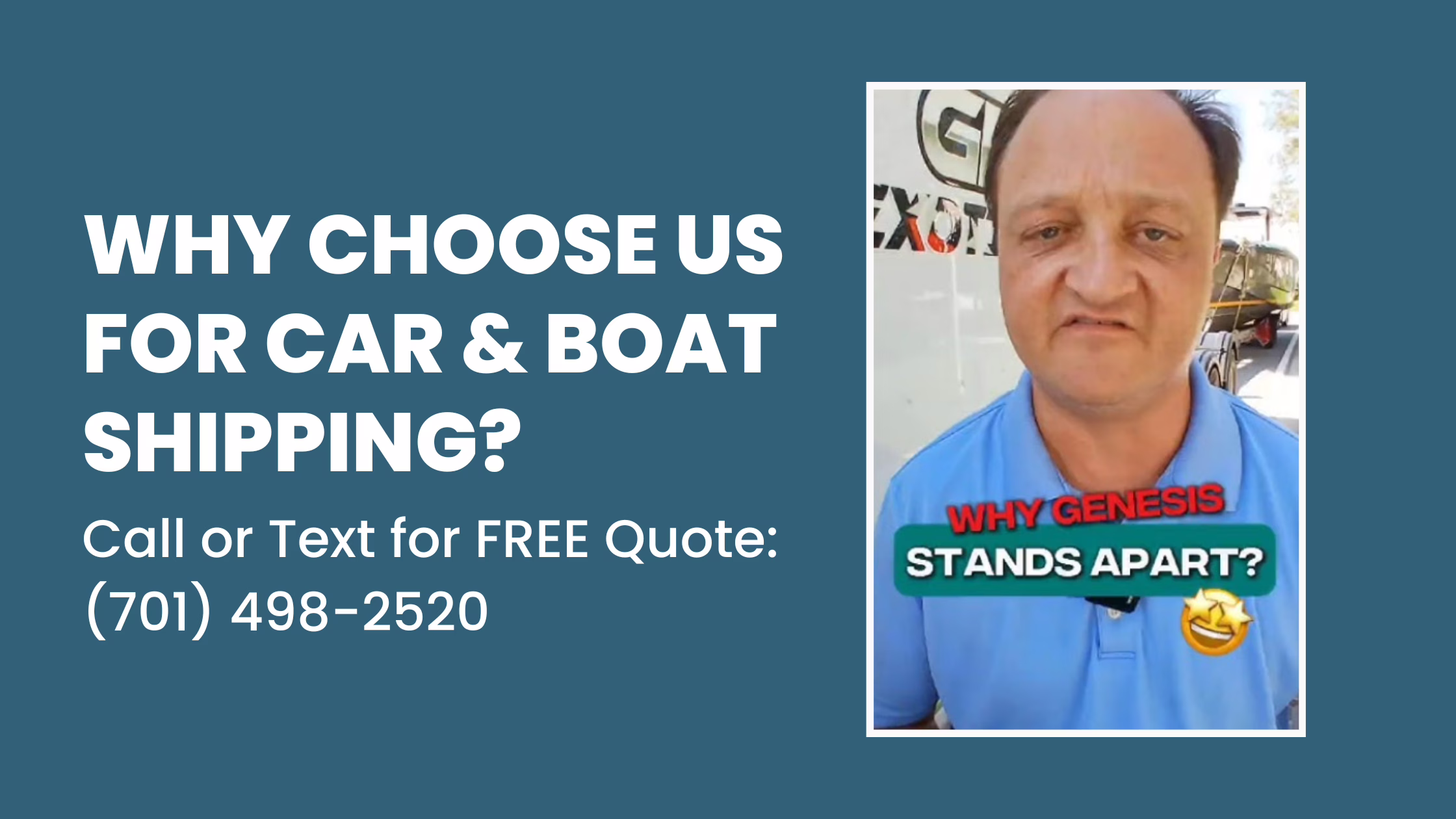 Why Choose Genesis For Car & Boat Shipping